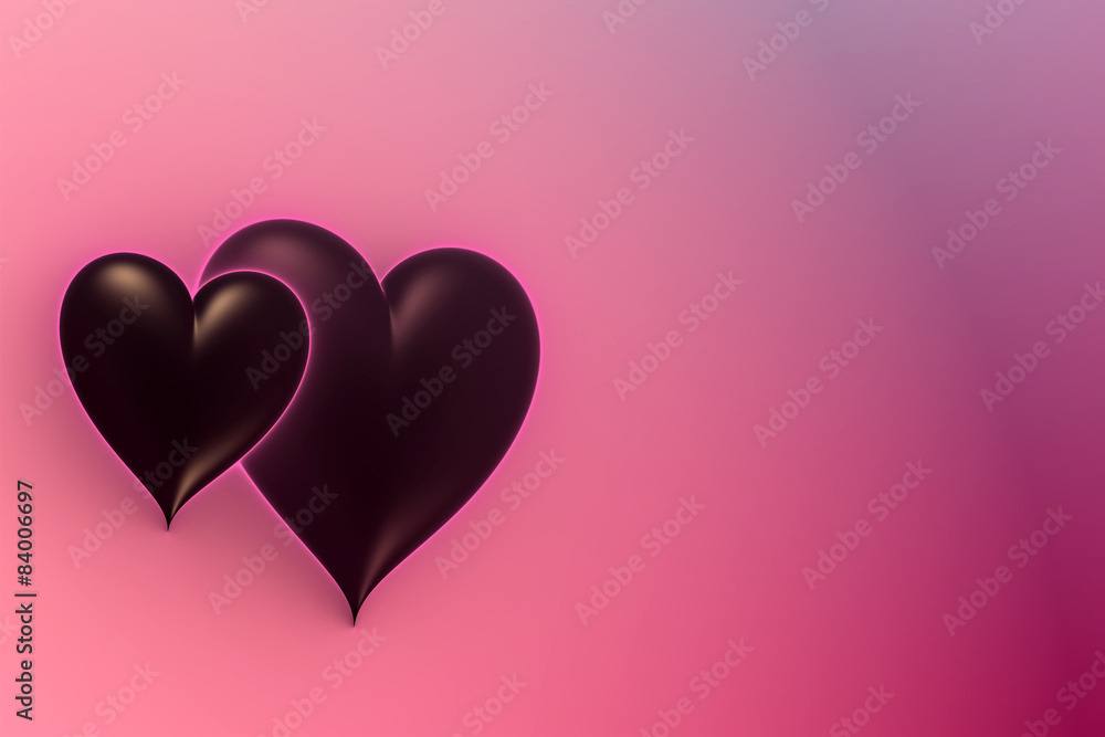Two black hearts background
