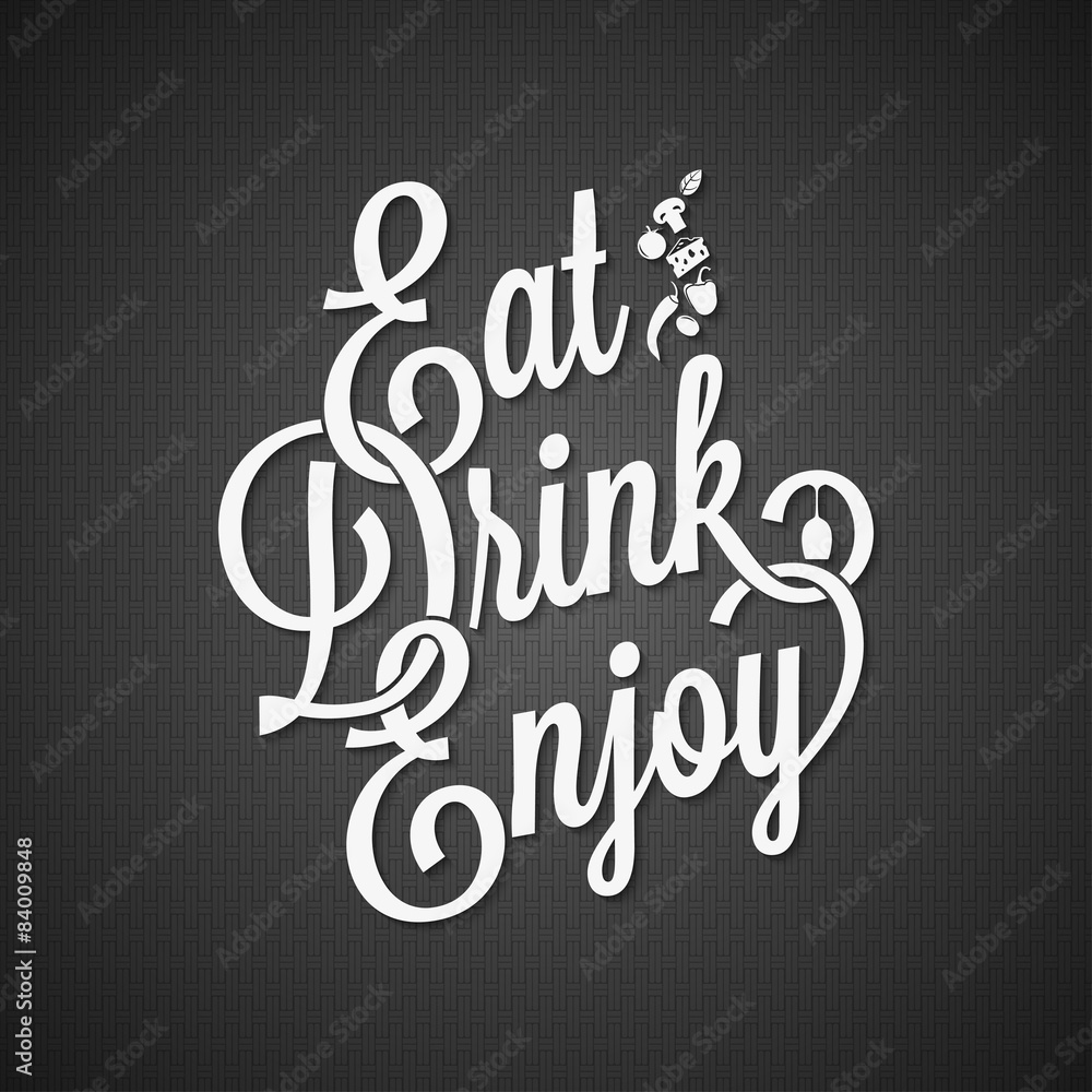 Φωτογραφία food and drink vintage lettering background 10 EPS