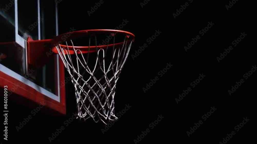 Close up of a basketball dunk.
Close up of a basketball dunk.