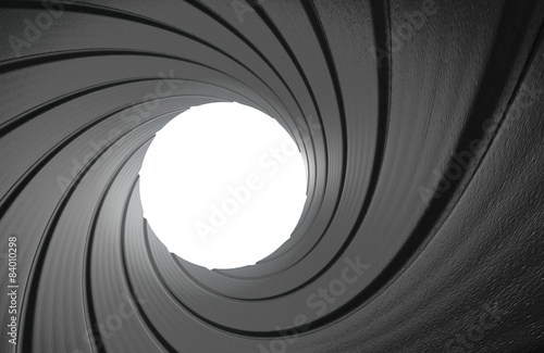 Gun barrel interior spy background in 3D photo