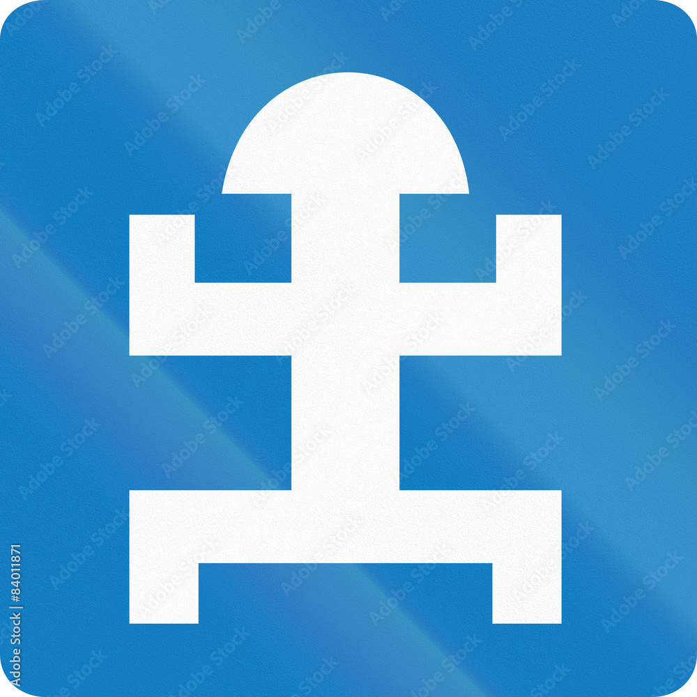 Obraz premium Informative road sign in Colombia: Archaeological goods