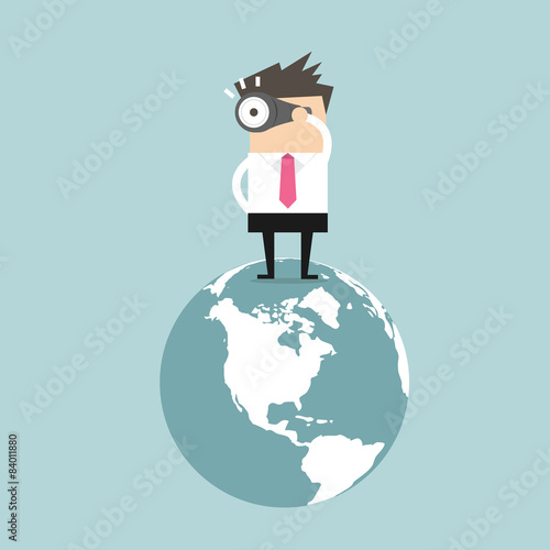 Businessman find the opportunity on the world vector