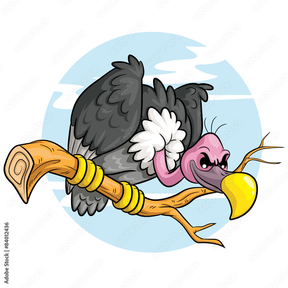 Obraz premium Vulture Cartoon Illustration of cute cartoon vulture.
