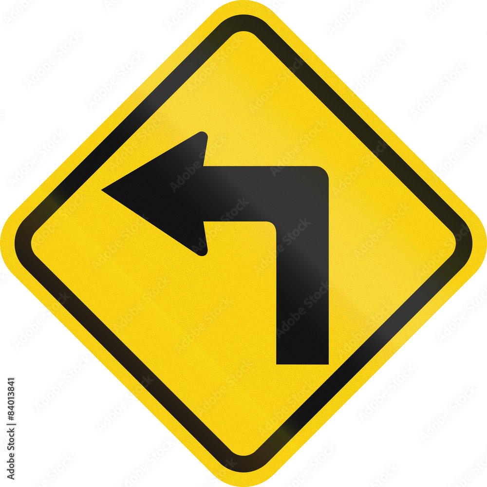Colombian road warning sign: Left curve ahead Colombian road warning sign: Left curve ahead