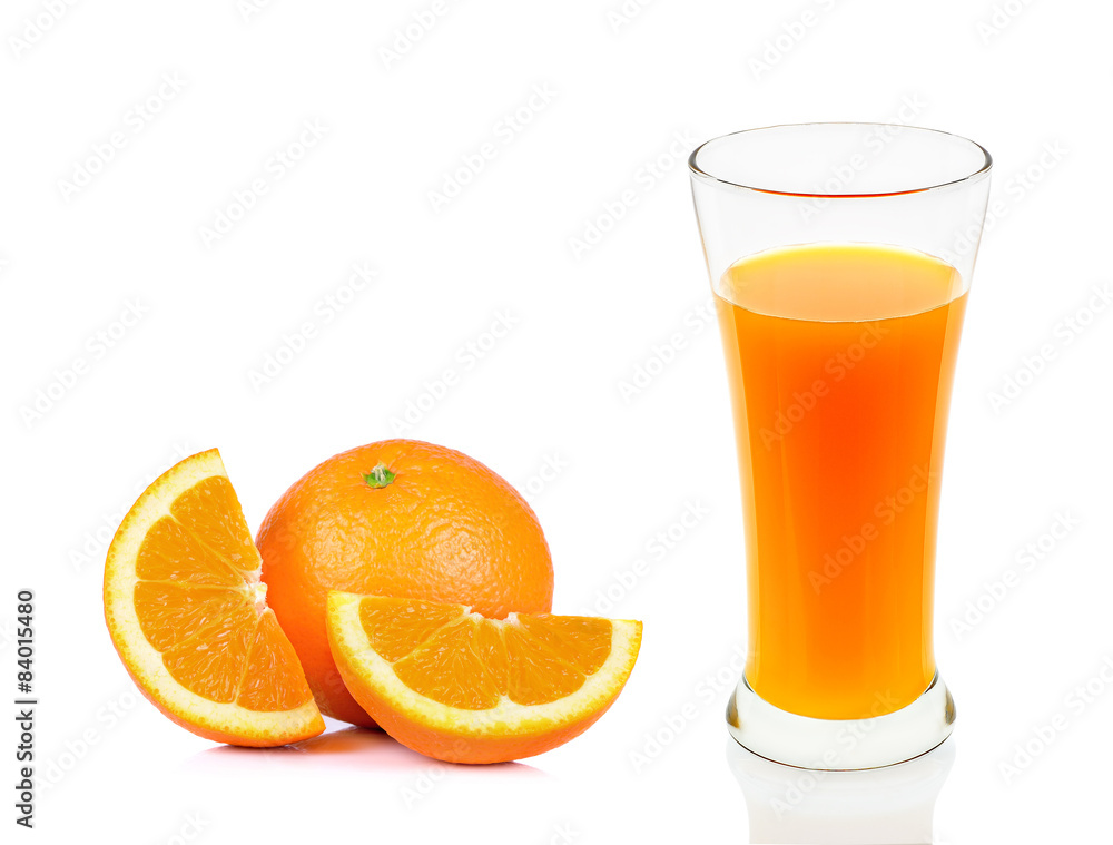 Orange juice of glass isolated on the white background Orange juice of glass isolated on the white background