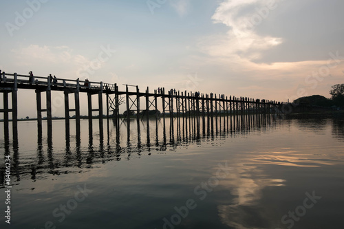 Sun set at U Bein Bridge, Mandalay, Myanmar