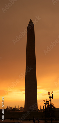 Washington Monument in Golden Sunset