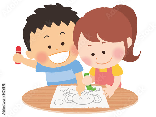 ぬりえをする子供