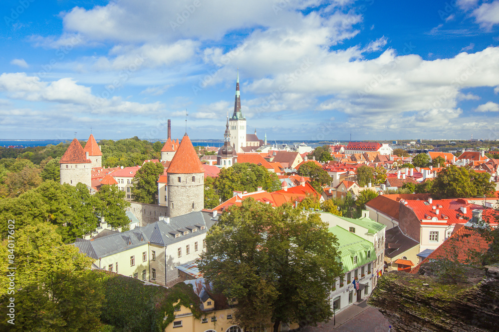 Scenic summer aerial panorama of Tallinn, Estonia