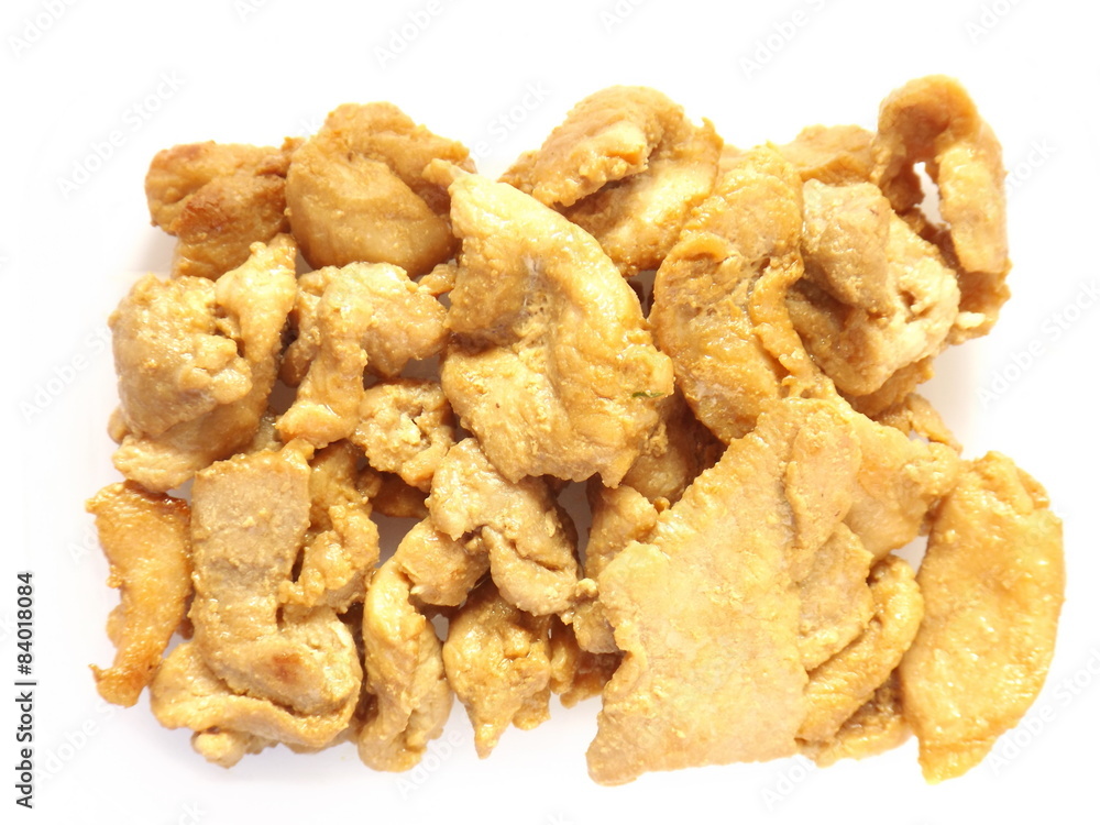 Fried pork isolated on white background Fried pork isolated on white background