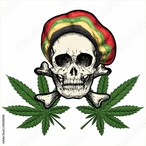 Skull in Rastaman Hat