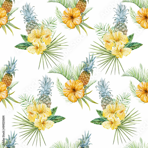 Watercolor tropical flral pattern