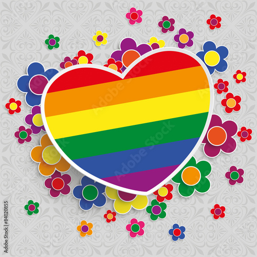 Square Ornaments Rainbow Heart Flowers