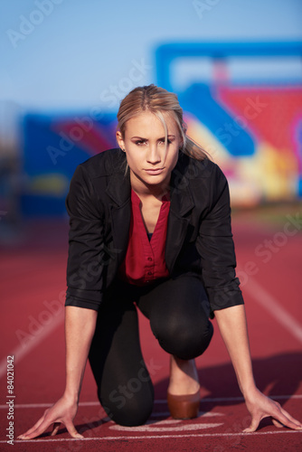 business woman ready to sprint