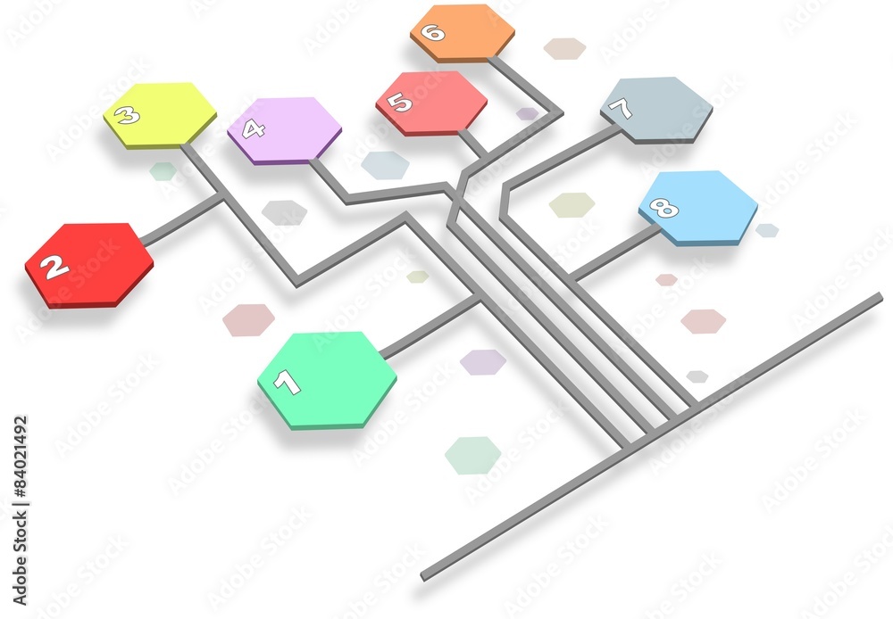 Infographic timeline report chart with hexagons Infographic timeline report chart with hexagons