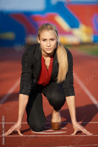 business woman ready to sprint