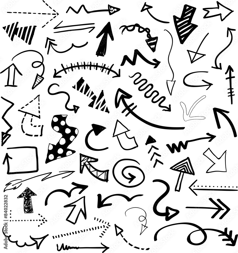 Hand drawn doodle black arrows Hand drawn doodle black arrows