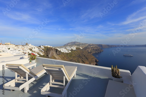 Romantic spot in Santorini island , Greece