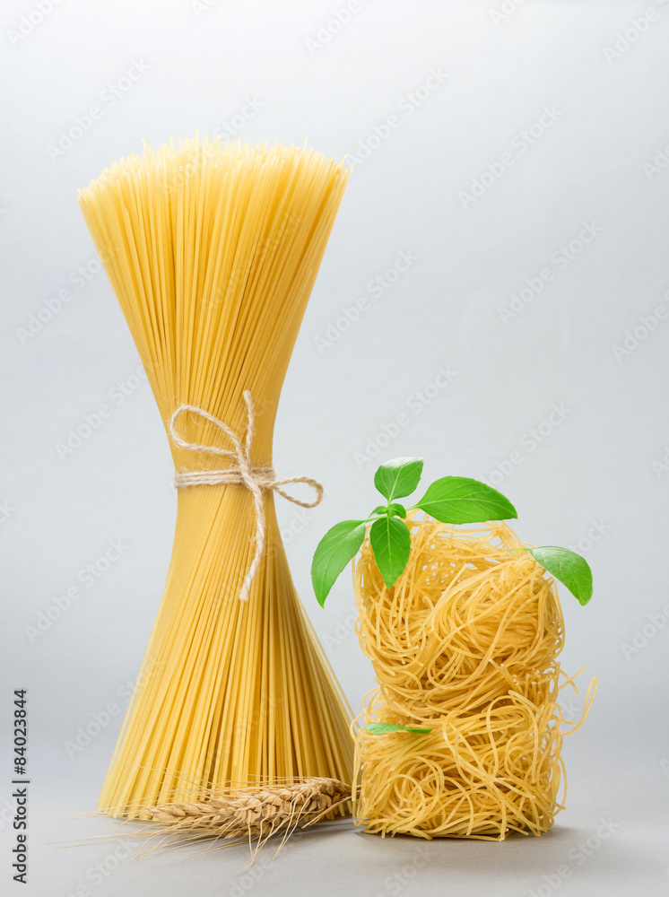 Uncooked italian pasta