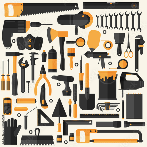 Hand tools icon set , flat design , eps10 vector format