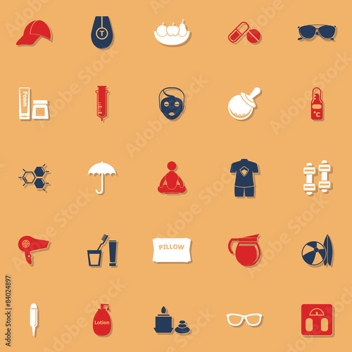 Facial and body treatment classic color icons with shadow