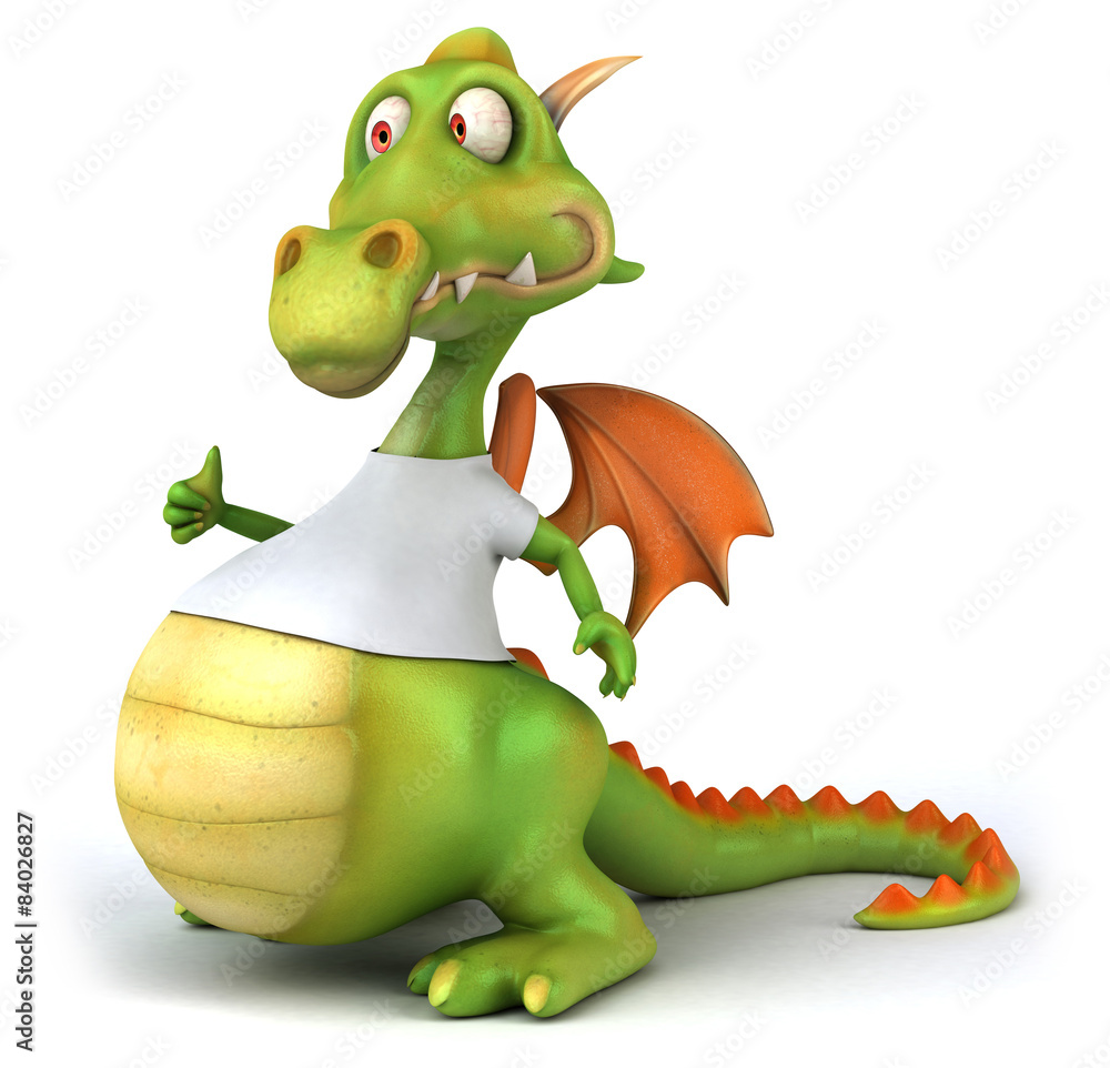 Fototapeta premium Dragon with a white tshirt