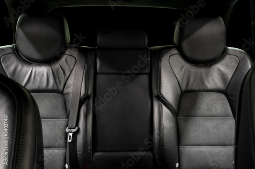 Sport car interior. Rear leather seats.