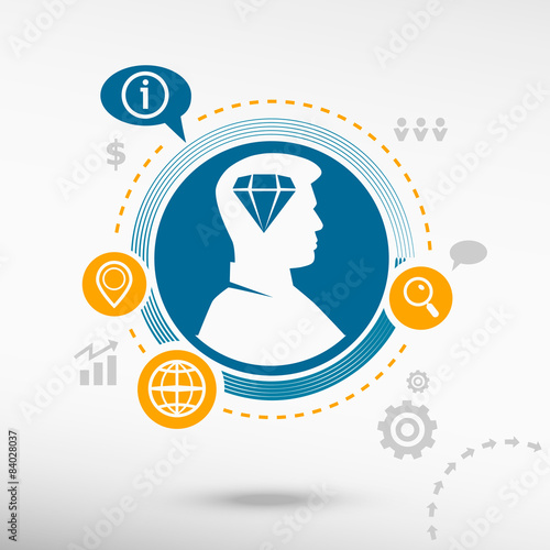 Diamond  icon and male avatar profile picture