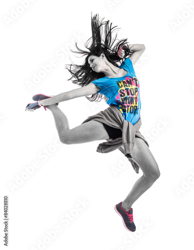 Teenager girl jumping in street dance style © luismolinero