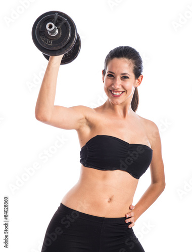 Sport woman doing weightlifting