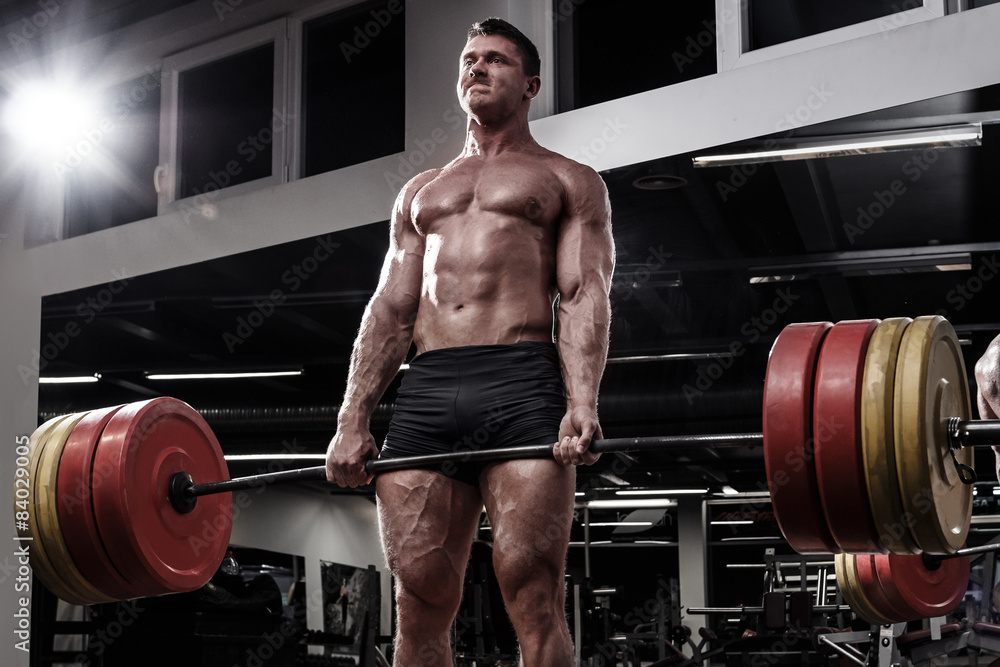 Strong man doing deadlift Strong man doing deadlift