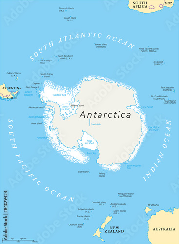 Antarctic Region Political Map