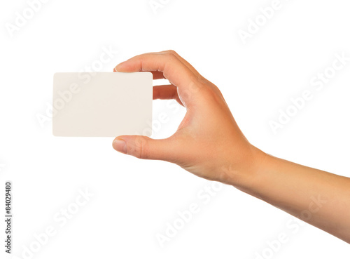Blank card in hand