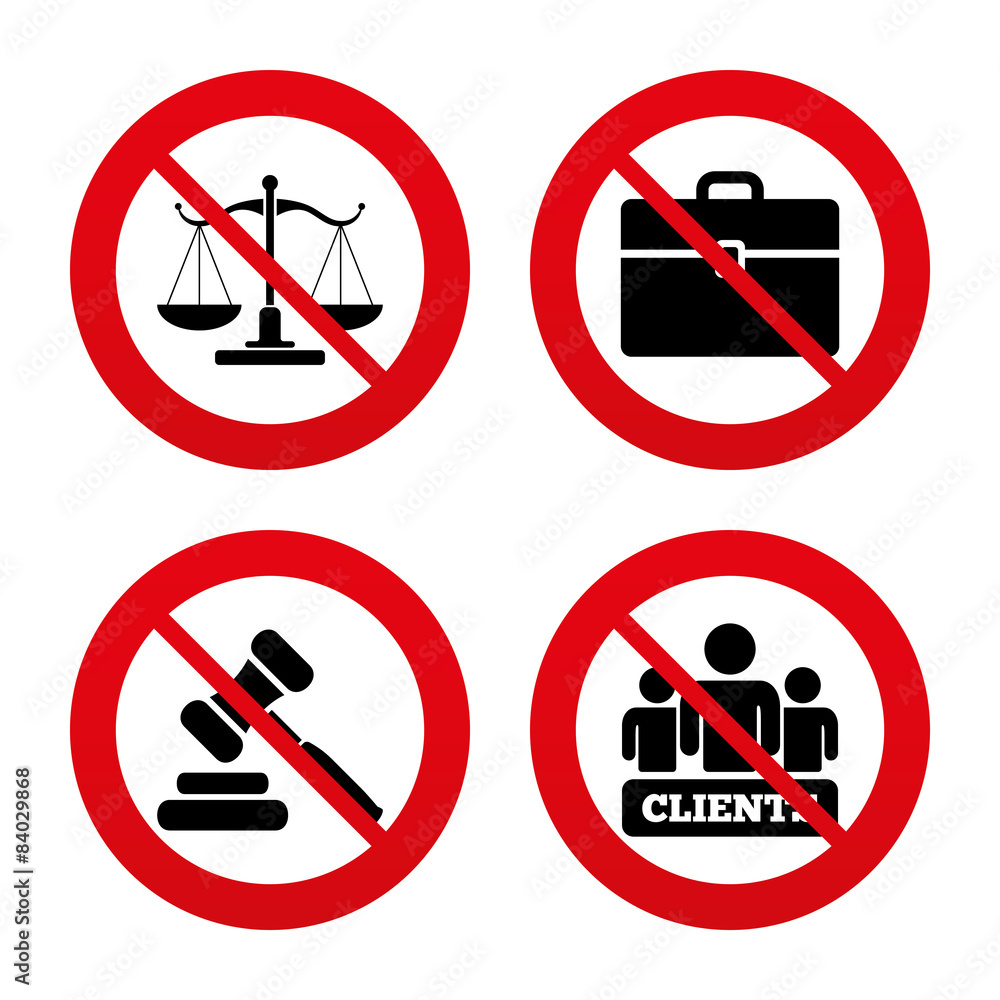 Scales of Justice icon. Auction hammer and case. Scales of Justice icon. Auction hammer and case.