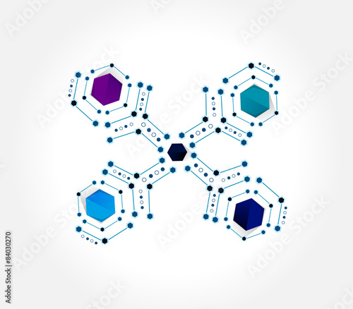 Vector design hexagon Network technology medical background.