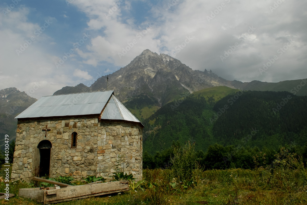 Churche in mountains. The north kaukazus.