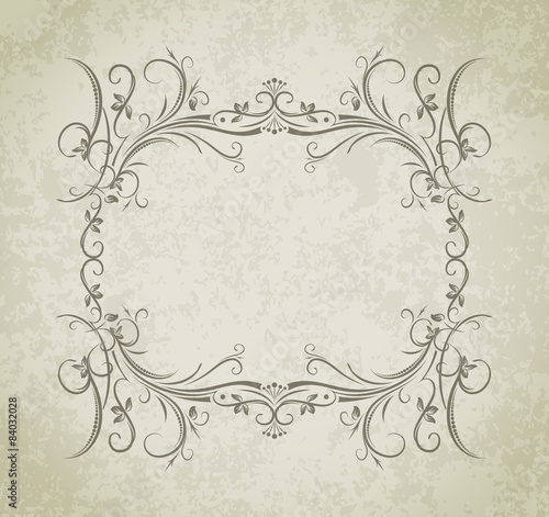 Vintage vector frame on grunge style background.