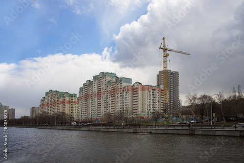 Canvas Print Moscow city,  new building near moscow river.