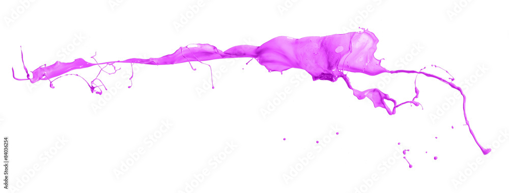 Obraz premium Pink paint splashing isolated on white background
