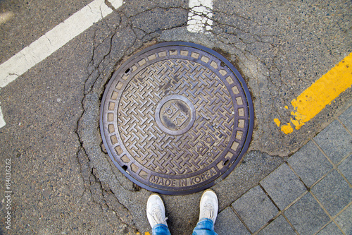 Photography Manhole cover in Seoul, Korea