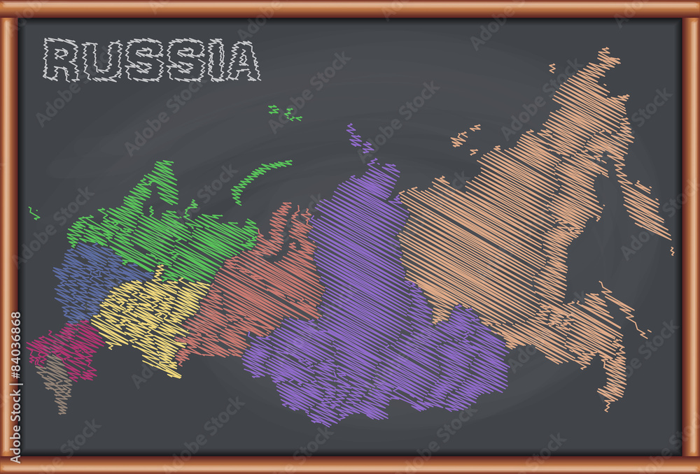 Blackboard with the Map of Russia 