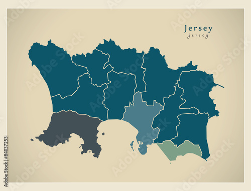 Modern Map - Jersey with regions JE