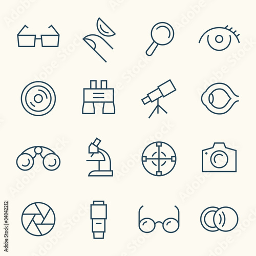 Optical line icon set