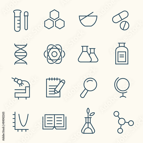 Science line icon set