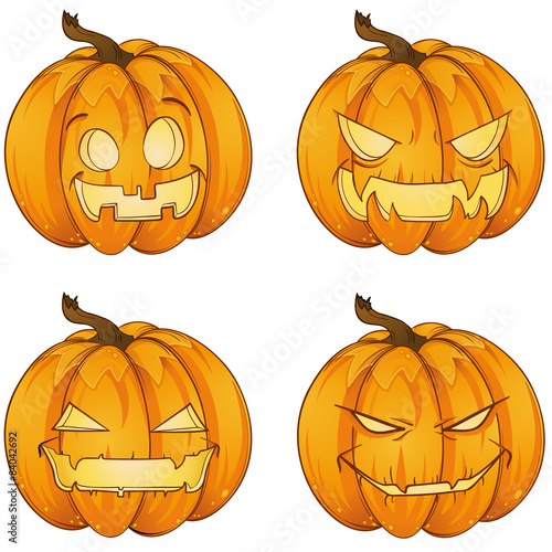 Happy Halloween Kürbisse Set Kollektion Sammlung 