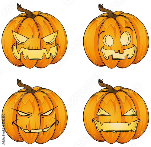 Happy Halloween Kürbisse Set Kollektion Sammlung 
