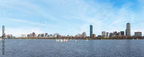 Boston skyline on the river, panoramic image. © tanarch