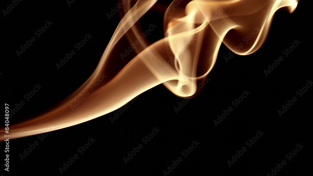 fire-colored smoke stream flows through the screen both violently and tranquilly