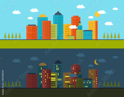 Flat design modern vector illustration icons set of urban