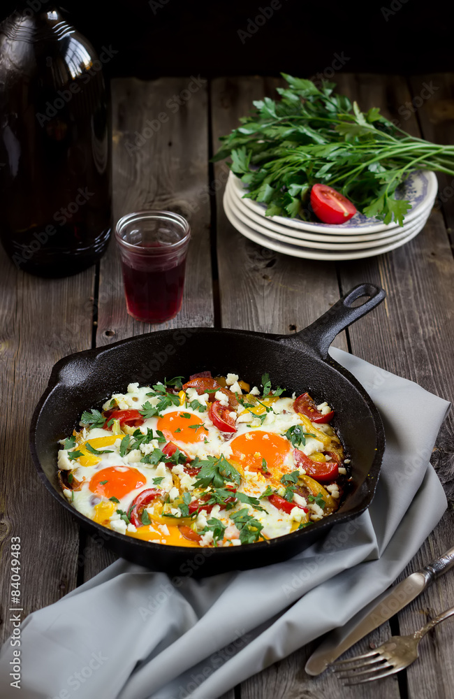 Eggs poached with vegetables,named Eggs poached with vegetables,named